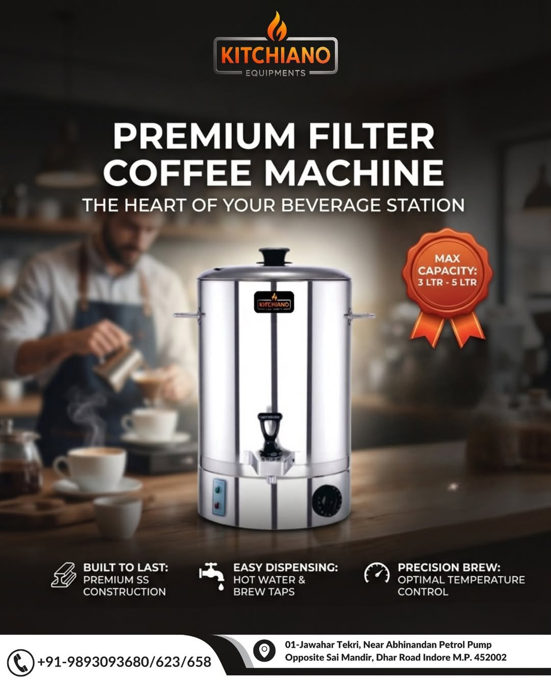 Kitchiano Premium Filter Coffee Machine – Brew Rich Flavor with Professional Performance